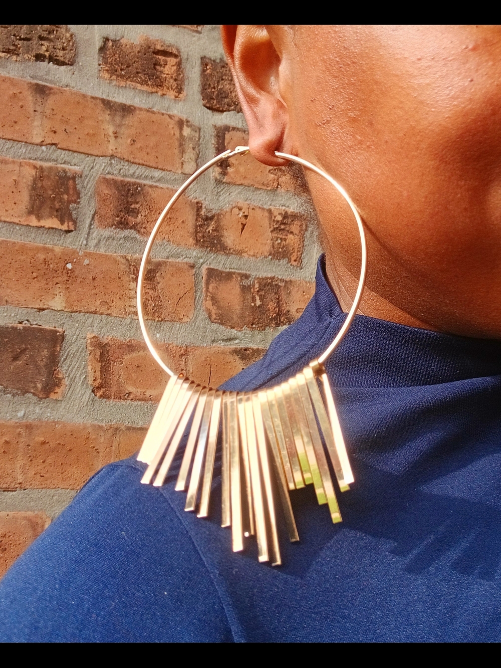 Gold Hoop Fringe Statement Earrings - Women Jewelry